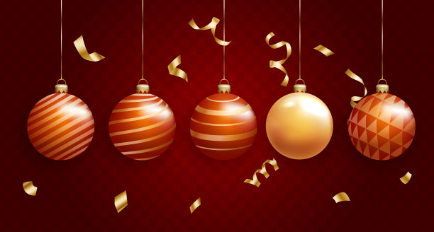 Christmas golden ball with confetti and ribbons.3d metal confetti and ribbons,luxury background图片下载