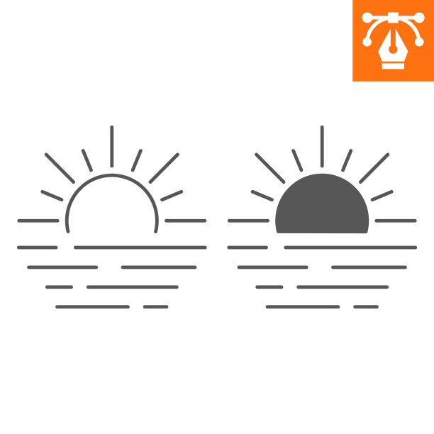 日落线和坚实的图标图片下载