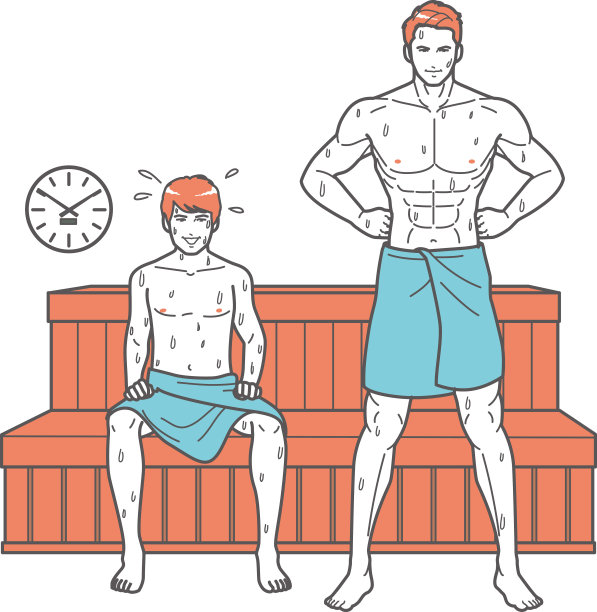 年轻肌肉男在蒸桑拿图片下载