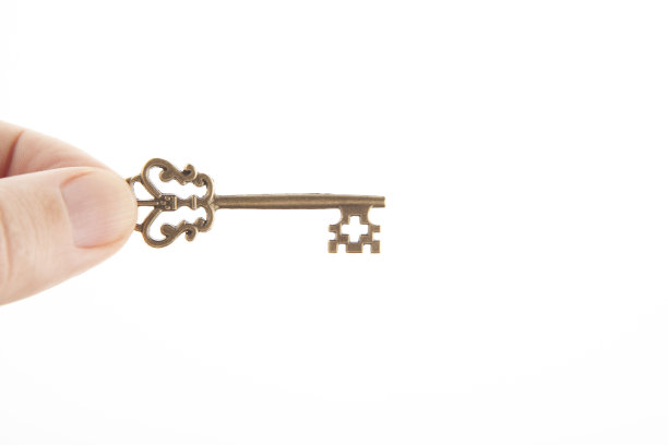 复古键手白色背景的图像图片下载