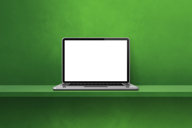 笔记本电脑的绿色货架背景图片下载