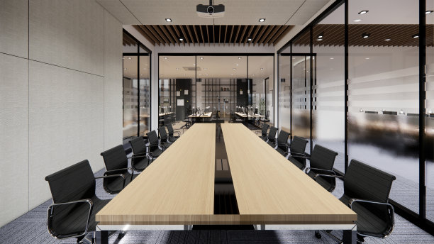 室内空的现代阁楼办公室开放的空间现代办公室镜头。现代开放概念大堂和接待区会议室设计。3 d渲染。图片下载