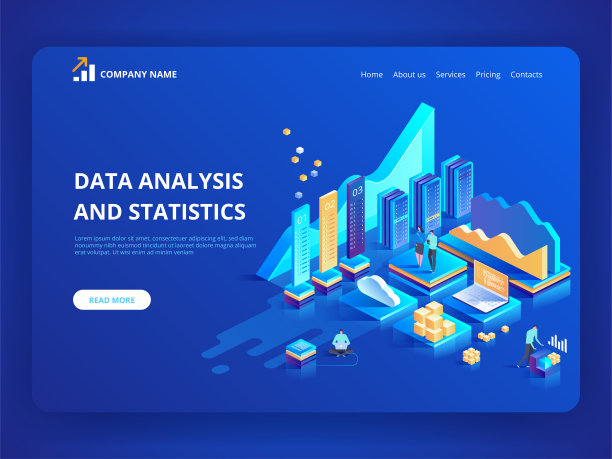 数据分析与统计的概念。矢量等距插图业务分析图片下载