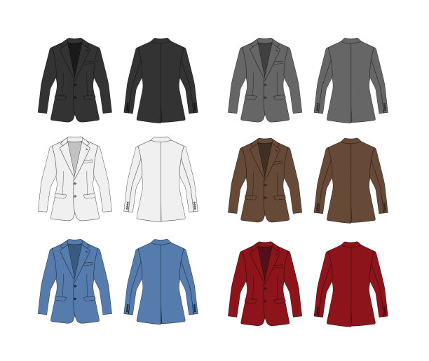 西装外套矢量模板插图集图片下载