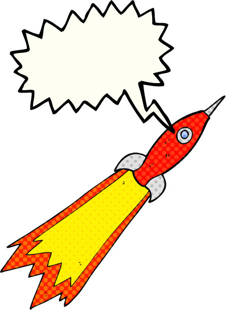 手绘漫画书演讲泡泡卡通火箭图片下载