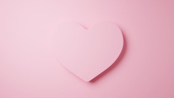 3 d演示。粉色背景上的粉色心形。图片下载