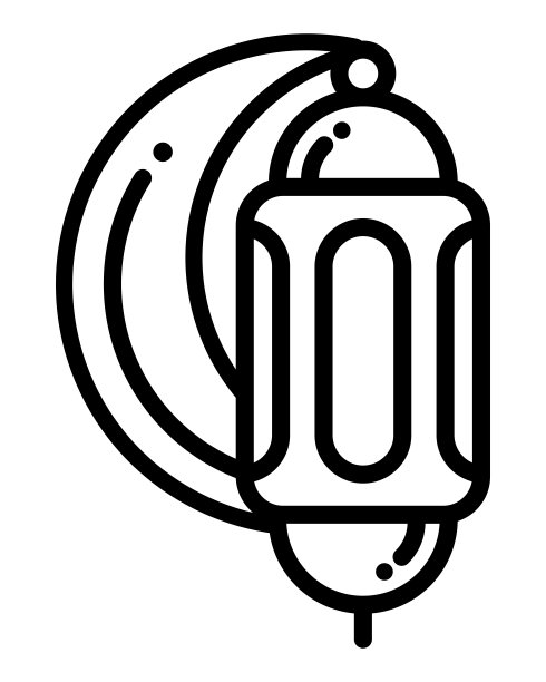 伊斯兰灯笼轮廓图标矢量插图。灯笼图标矢量图片下载