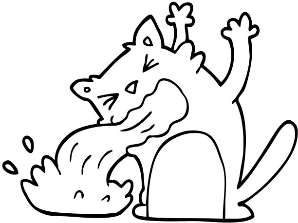 线条画卡通猫生病图片下载