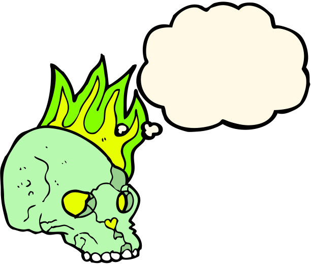 带有思想泡泡的卡通幽灵骷髅图片下载