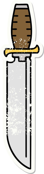 苦恼贴纸纹身的传统风格的刀图片下载