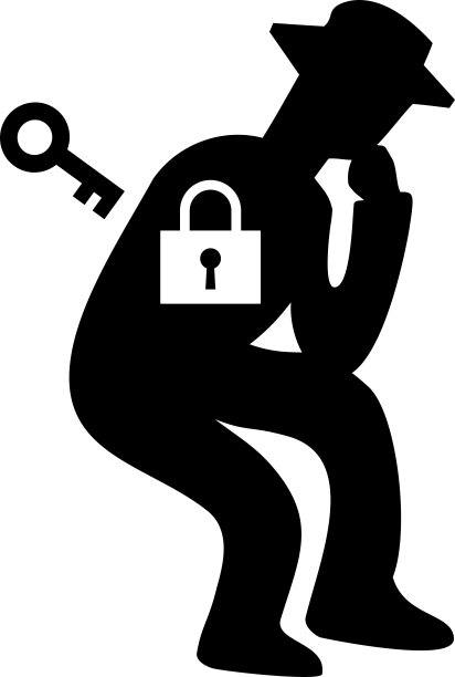 一个有秘密的男人的剪影或缩回到他的壳里/插图材料(矢量插图)图片下载