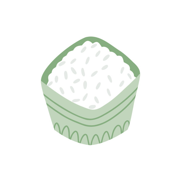 一盘大米手绘矢量插图在平面风格图片下载