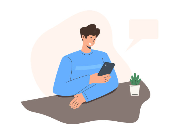 男子在手机上使用社交媒体应用程序。有人在智能手机上的聊天应用程序上发短信图片下载