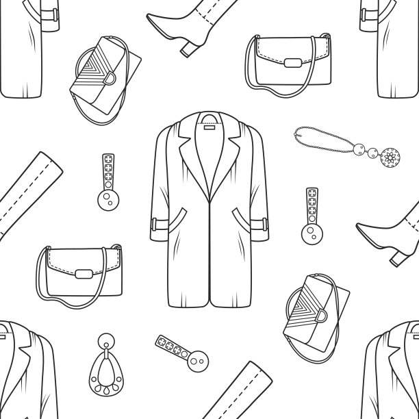 矢量图形无缝模式与妇女的衣服和配件图片下载
