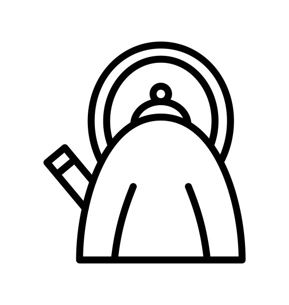 水壶平面线图标。茶壶,家用电器。用于移动概念和网页设计、商店的大纲标识图片下载