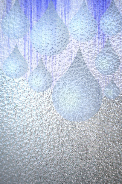 用水滴装饰的磨砂玻璃淋浴屏图片下载