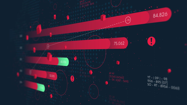 可视化的金融垂直列，分析和分析经济报告的年份，世界地图的背景，监控屏幕透视图片下载