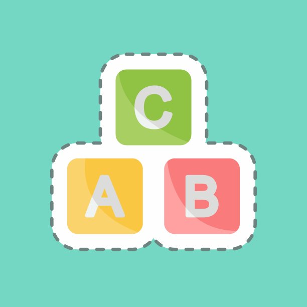 贴纸线切割块。适合婴儿的标志。简单的设计可编辑。设计模板向量。简单的符号说明图片下载