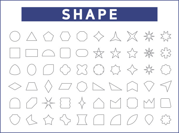 一套形状和符号图标线条样式。图片下载