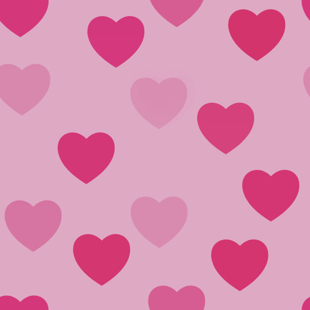 情人节。心形图案背景边框。可爱的无缝图案设计爱心。图片下载