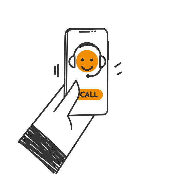 手绘涂鸦电话客服支持在手机插图矢量图片下载