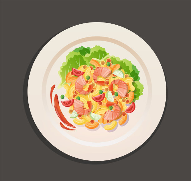 通心粉，配料放在盘子里图片下载