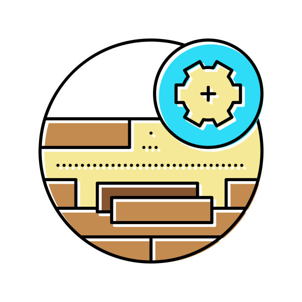 硬木地板安装颜色图标矢量插图图片下载