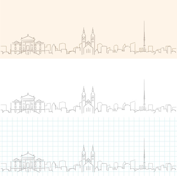 温特图尔手绘轮廓天际线图片下载