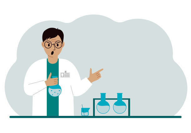 拿着烧瓶的男性科学家。实验科学家，实验室助理，生物化学，化学，科学研究。图片下载