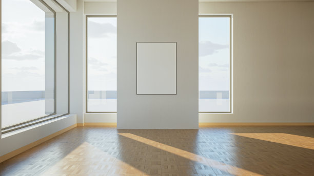 室内模型插图与装饰，3d渲染，白墙与白板图片下载