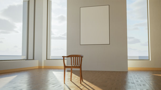 室内模型插图与装饰，3d渲染，白墙与白板图片下载