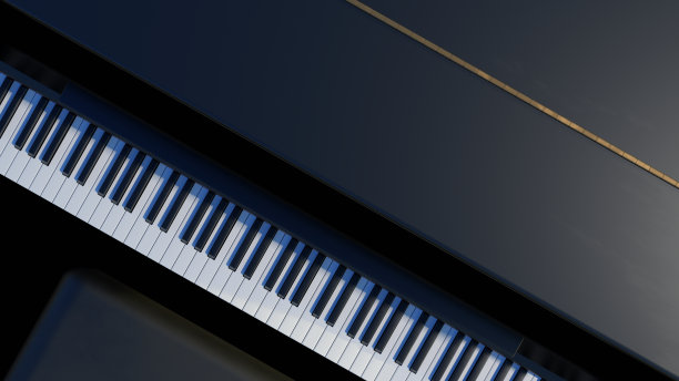 钢琴键盘黑色音乐乐器古典音乐会音符键顶视图3D插图图片下载