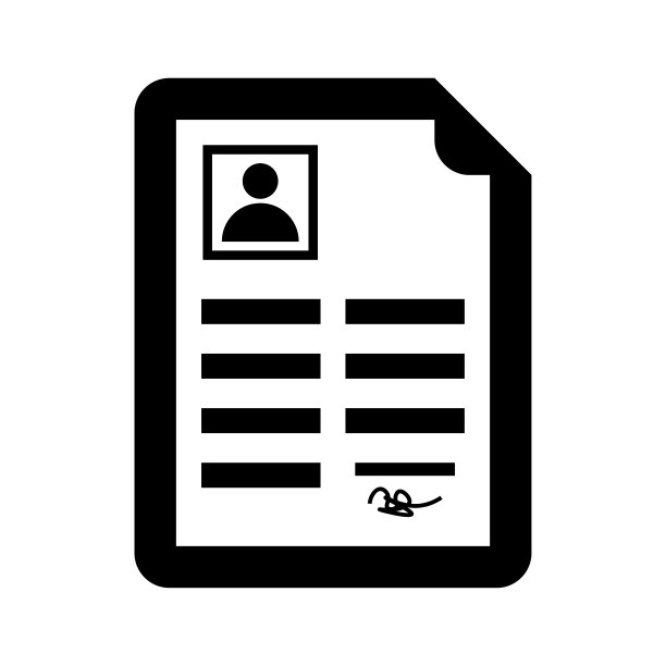 简历，简历，帐户图标。黑色的矢量图形。图片下载
