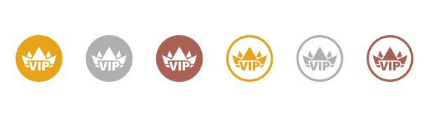金、银、铜三色贵宾徽章一套，带皇冠。你对颜色的看法。豪华品牌设有三个vip级别。矢量插图。图片下载