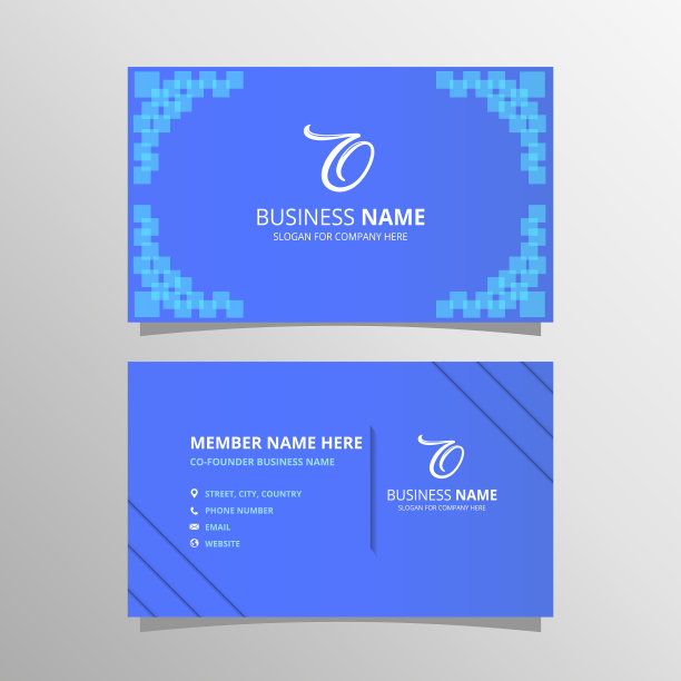 最小蓝色名片模板几何形状图片下载