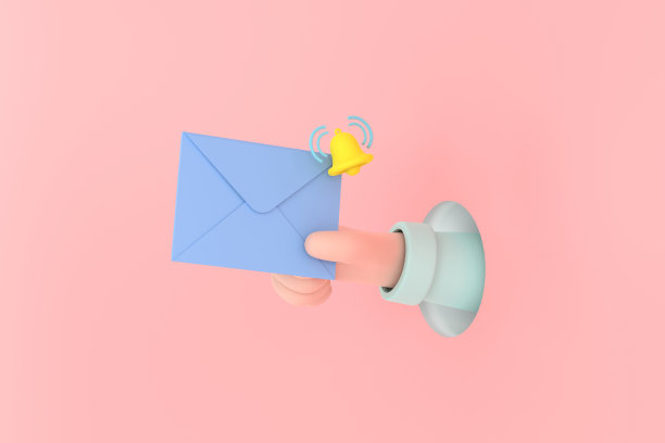 手持带有电子邮件铃声图标的发送通知信封。图片下载
