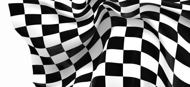 在白色背景上的黑白方格旗的3D渲染图片下载