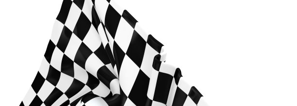 在白色背景上的黑白方格旗的3D渲染图片下载