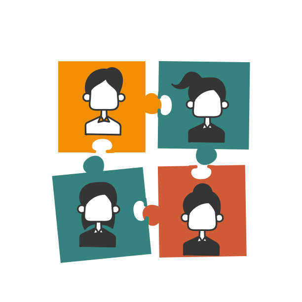 手绘涂鸦人们相互连接，就像团队合作的拼图符号图片下载