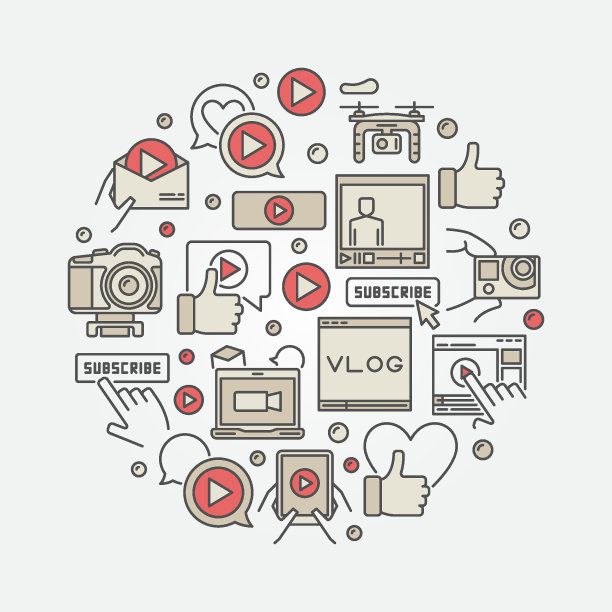 视频日志圆形插图图片下载