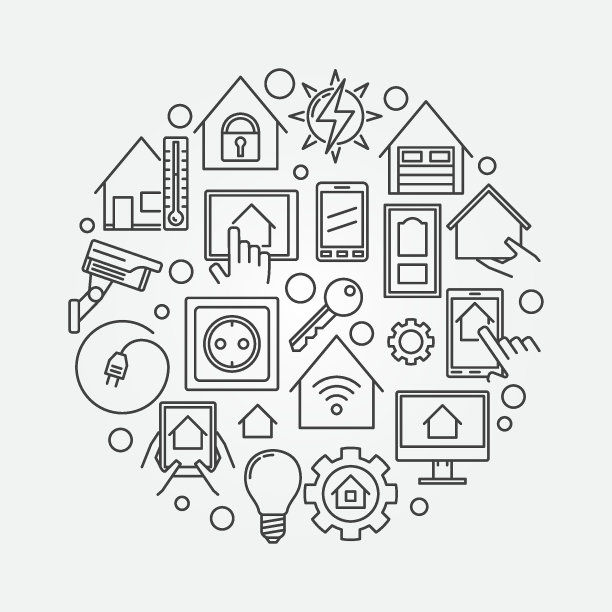 智能家居圆线插画图片下载