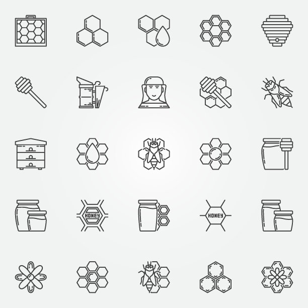 蜂蜜和养蜂图标设置图片下载