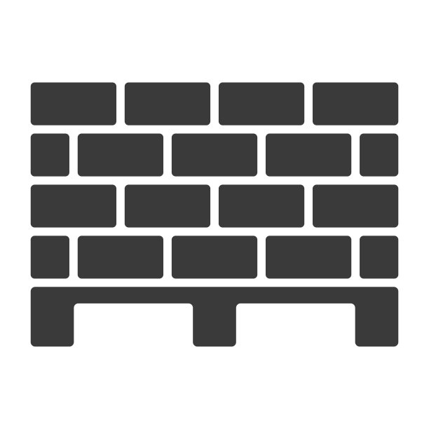 用于托盘上施工的水泥块，白色背景上孤立的字形图标。矢量插图。图片下载