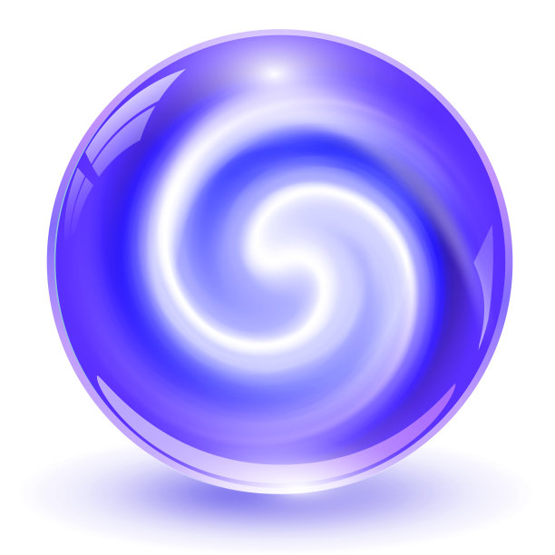 三维水晶，玻璃球与抽象的螺旋形状内部图片下载