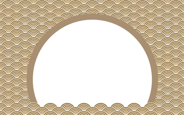 抽象的金色波浪与圆形框架图片下载