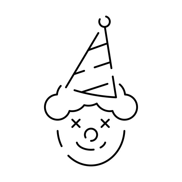 派对庆祝生日，节日，事件，嘉年华节日图标。派对装饰元素单薄。矢量插图小丑图片下载