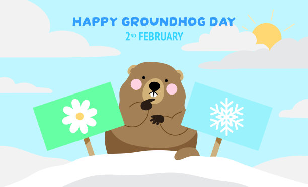 土拨鼠菲尔在春天和冬天之间做出选择图片下载