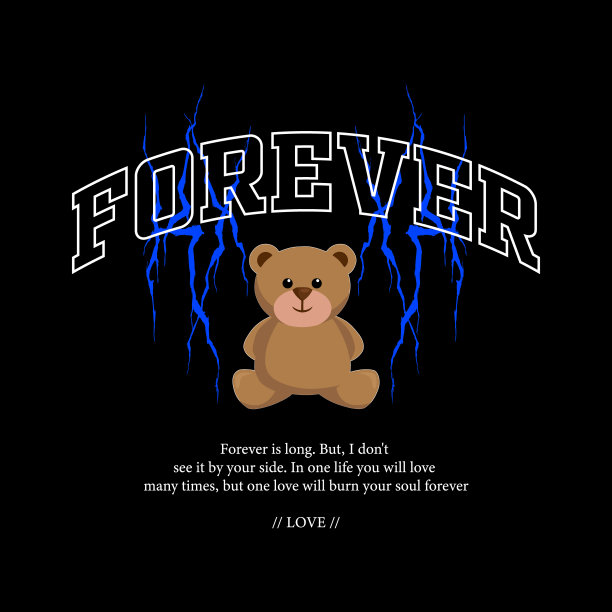 泰迪熊街头服饰平面设计矢量服装品牌图片下载