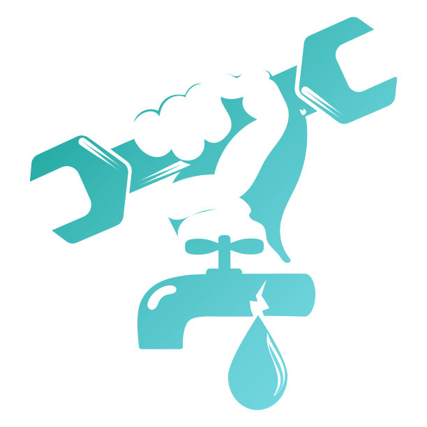 管道工手里的扳手。维修和服务管道标志图片下载