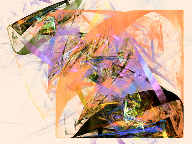 抽象分形艺术背景的彩色线条和形状与复制空间，类似于表现主义绘画。图片下载